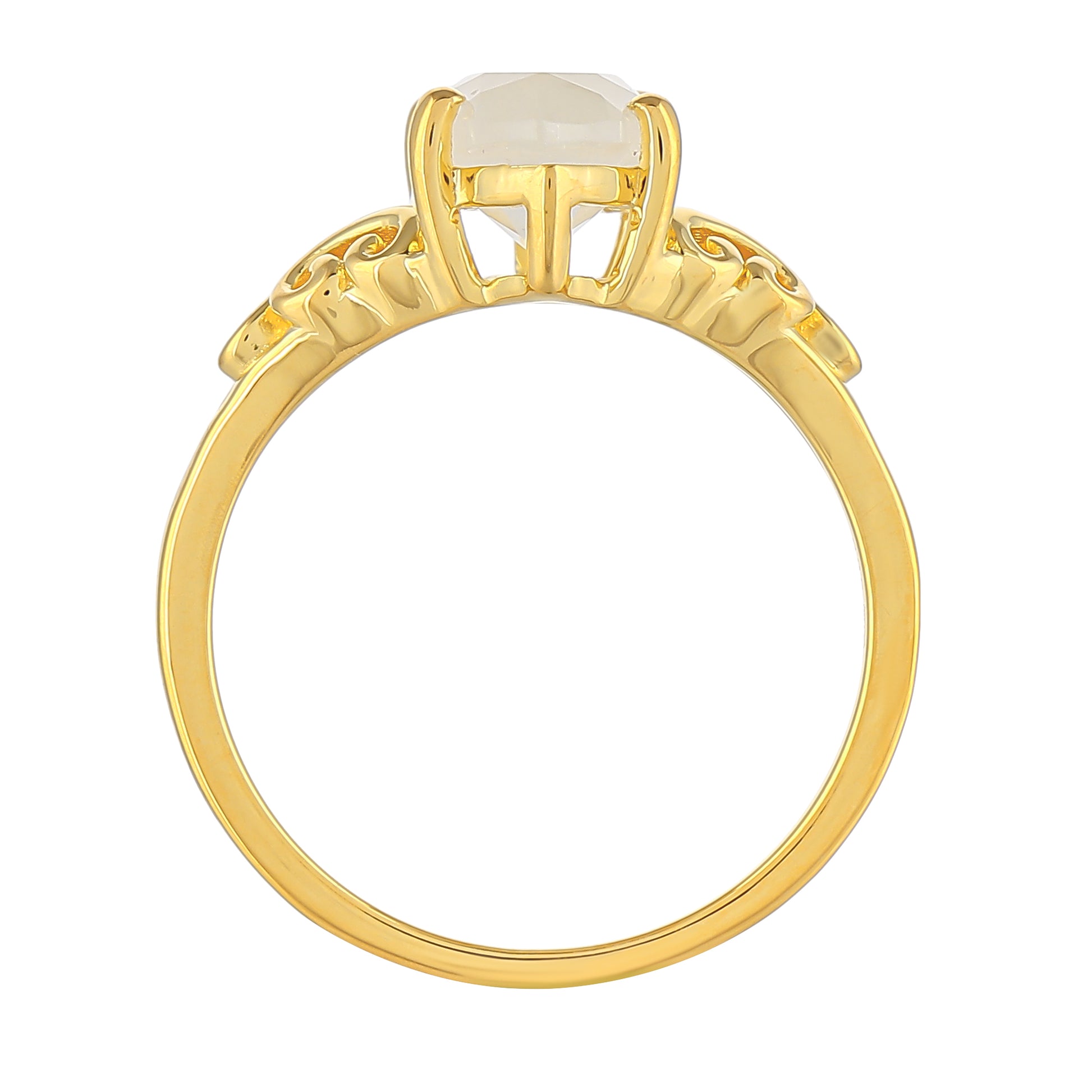 Anillo de Plata Bañada en Oro con Piedra Lunar Arco Iris 4 