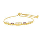 Pulsera de Plata Bañada en Oro con Piedra Lunar Arco Iris y Amatista de Brasil