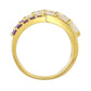 Anillo de Plata Bañada en Oro con Piedra Lunar Arco Iris y Amatista de Brasil