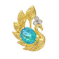 Broche de Plata Bañada en Oro con Cuarzo Pavo Real y Topacio Blanco