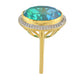 Anillo de Plata Bañada en Oro con Cuarzo Pavo Real y Topacio Blanco