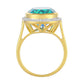 Anillo de Plata Bañada en Oro con Cuarzo Pavo Real y Topacio Blanco