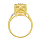 Anillo de Plata Bañada en Oro con Ópalo de fuego americano y Diamante blanco