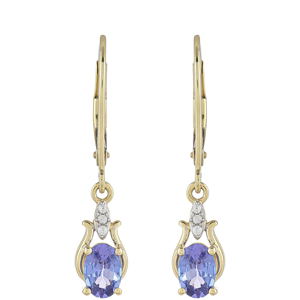 Pendientes de Oro 9K con Tanzanita AAA y Zircón natural