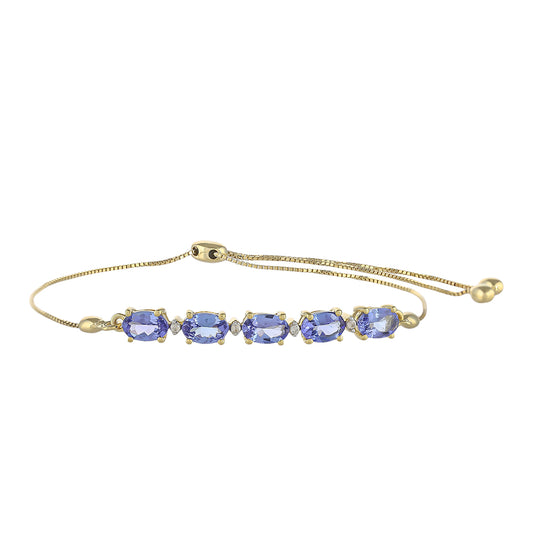 Pulsera de Oro 9K con Tanzanita AAA y Zircón natural