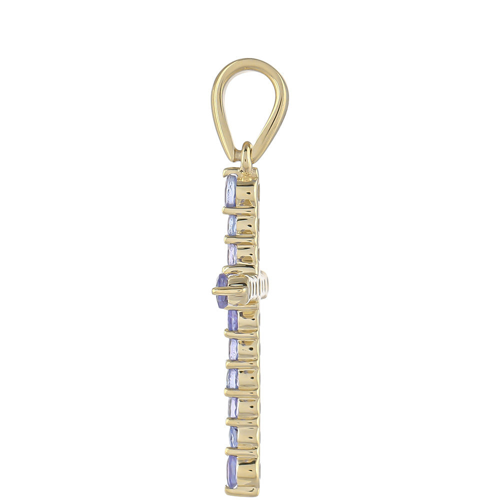 Cruz Colgante de Oro 9K con Tanzanita AAA