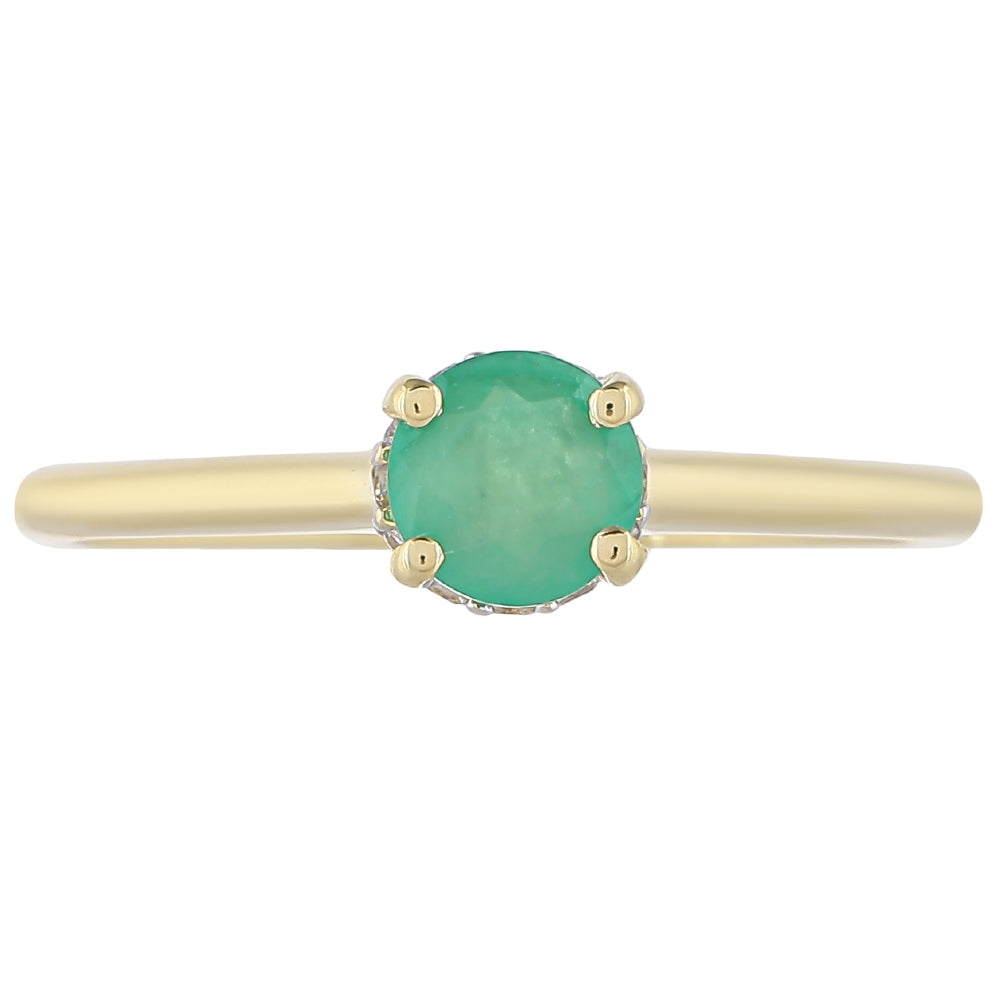 Anillo de Oro 9K con Esmeralda de Brasil y Topacio Blanco 1 