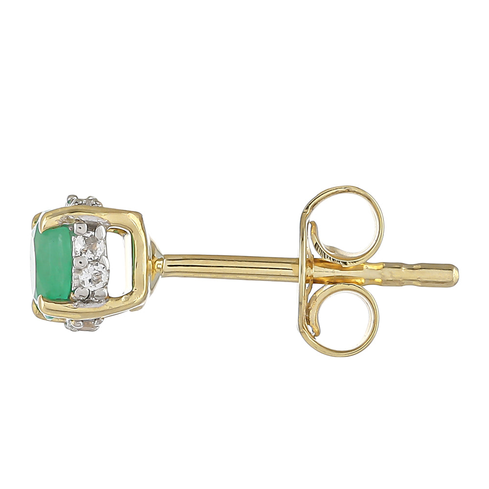 Pendientes de Oro 9K con Esmeralda de Brasil y Topacio Blanco 2 