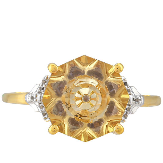 Anillo de Plata Bañada en Oro con Tanzanita y Cuarzo Champagne