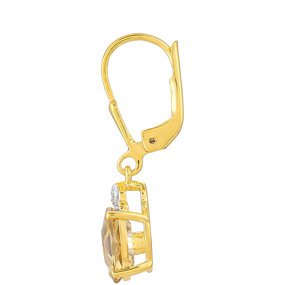 Pendientes de Plata Bañada en Oro con Tanzanita y Cuarzo Champagne 2 