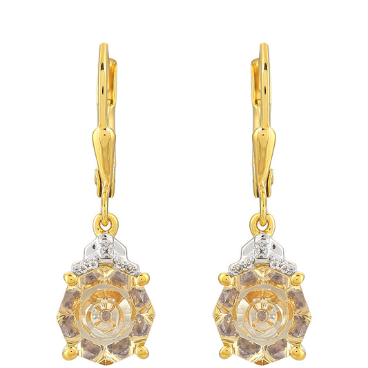 Pendientes de Plata Bañada en Oro con Tanzanita y Cuarzo Champagne