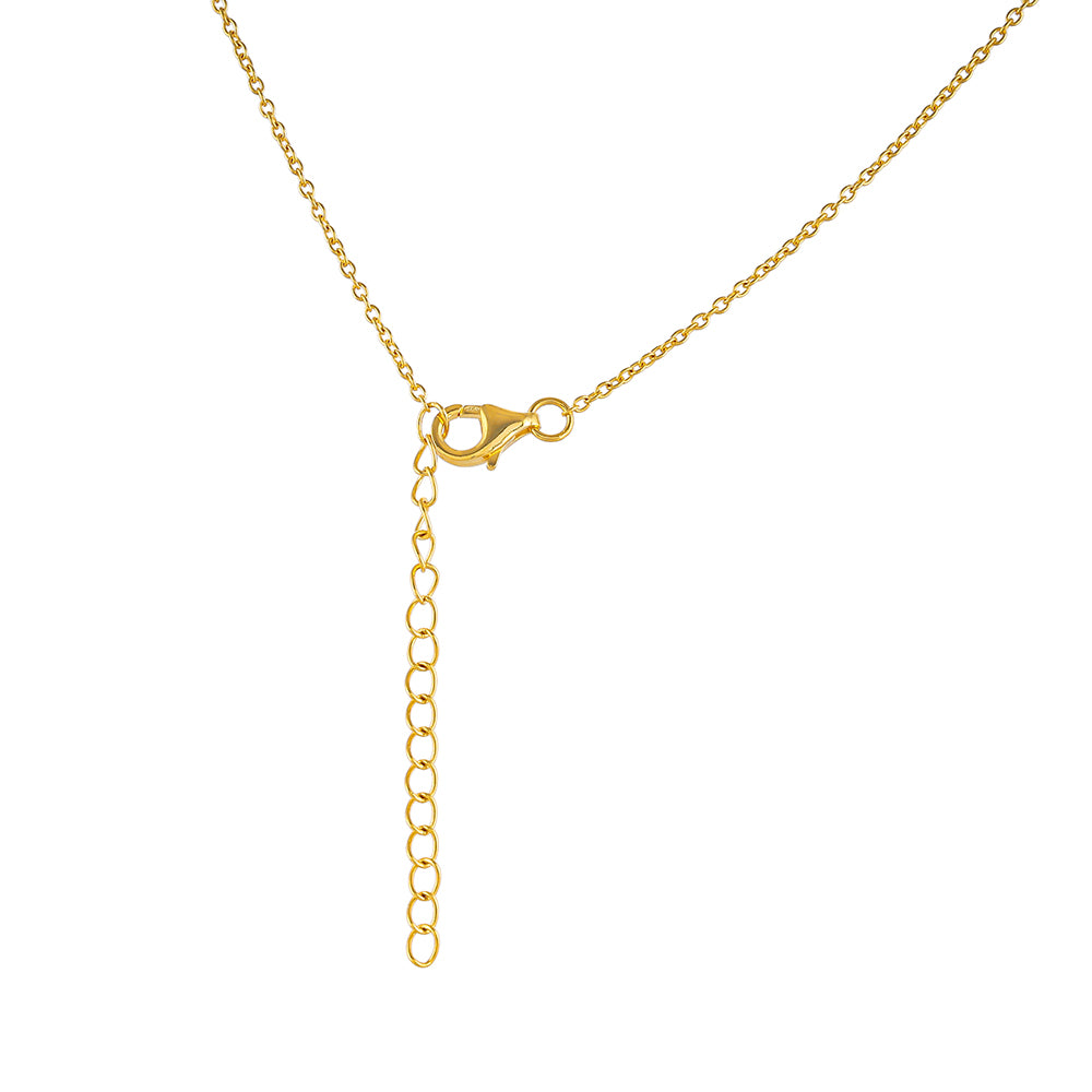 Collar de Plata Bañada en Oro con Diamante Rojo y Diamante blanco