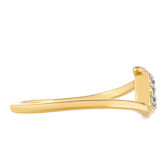 Anillo de Plata Bañada en Oro con Diamante Rojo y Diamante blanco