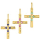 Cruz Conjunto de Plata Bañada en Oro con Rubí de Tailandia y Esmeralda de Brasil ( Colgante )
