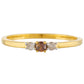 Anillo de Plata Bañada en Oro con Diamante Rojo y Diamante blanco