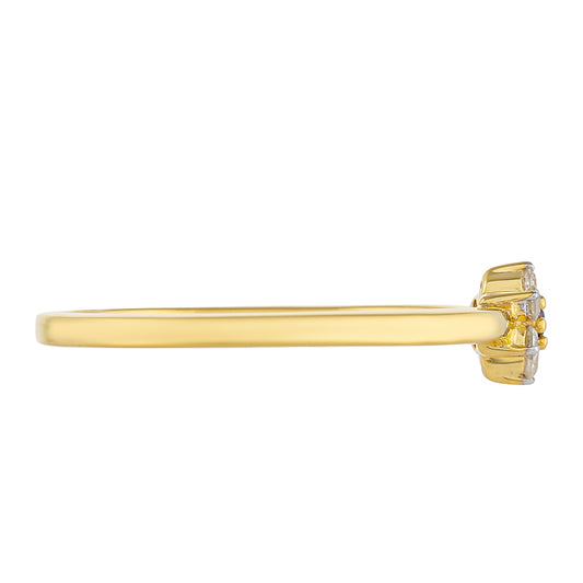 Anillo de Plata Bañada en Oro con Diamante Rojo y Diamante blanco