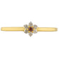 Anillo de Plata Bañada en Oro con Diamante Rojo y Diamante blanco