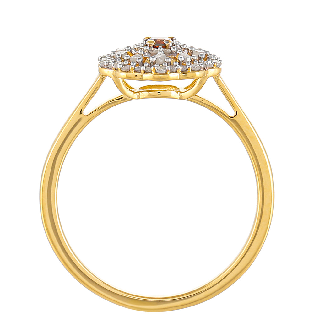 Anillo de Plata Bañada en Oro con Diamante Rojo y Diamante blanco 4 