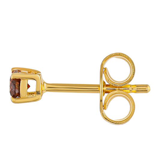 Pendientes de Plata Bañada en Oro con Diamante Rojo