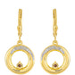 Pendientes de Plata Bañada en Oro con Diamante Rojo y Diamante blanco