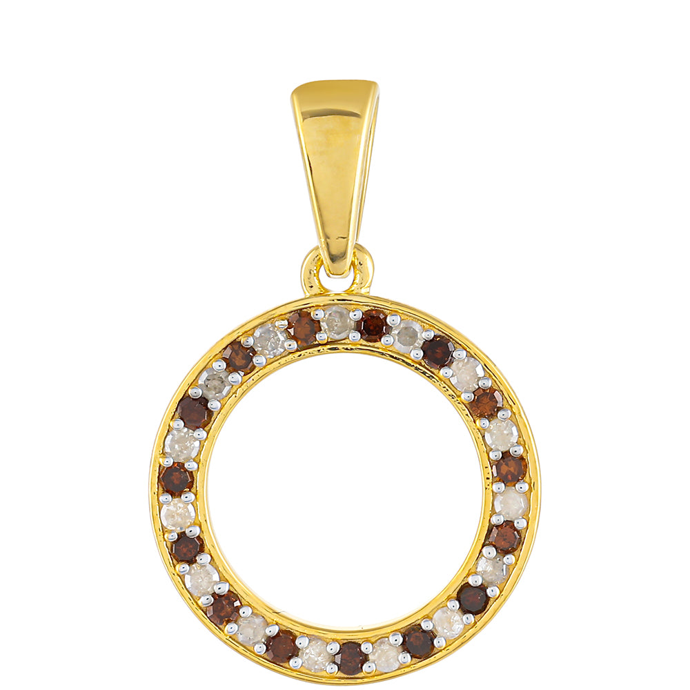 Colgante de Plata Bañada en Oro con Diamante Rojo y Diamante blanco