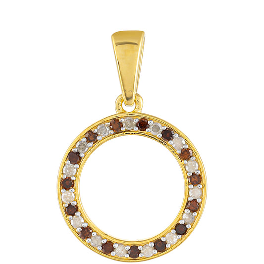 Colgante de Plata Bañada en Oro con Diamante Rojo y Diamante blanco