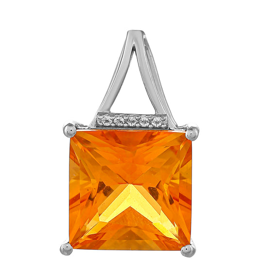 Colgante de Plata con Cuarzo Padparadscha y Topacio Blanco