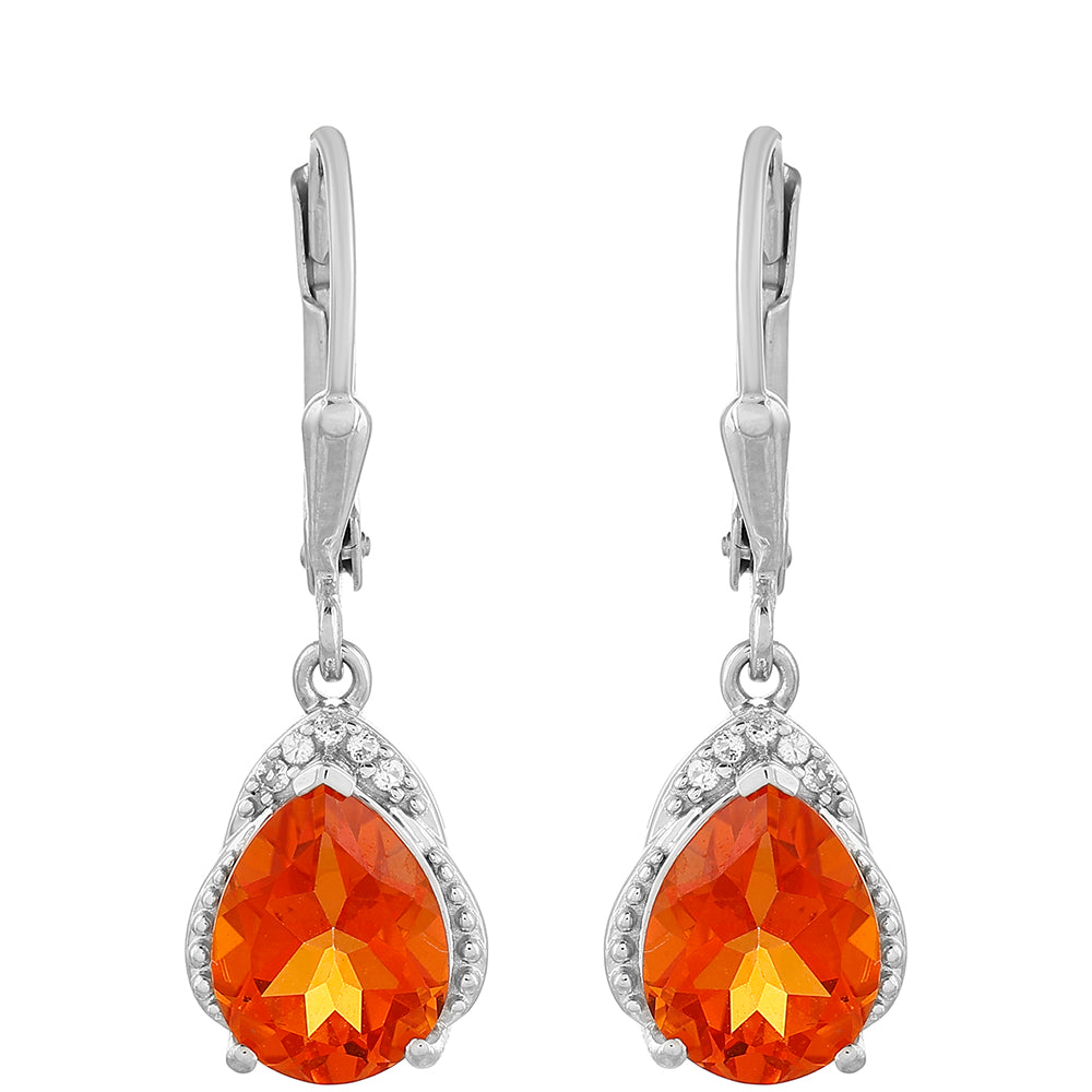 Pendientes de Plata con Cuarzo Padparadscha y Topacio Blanco 1 