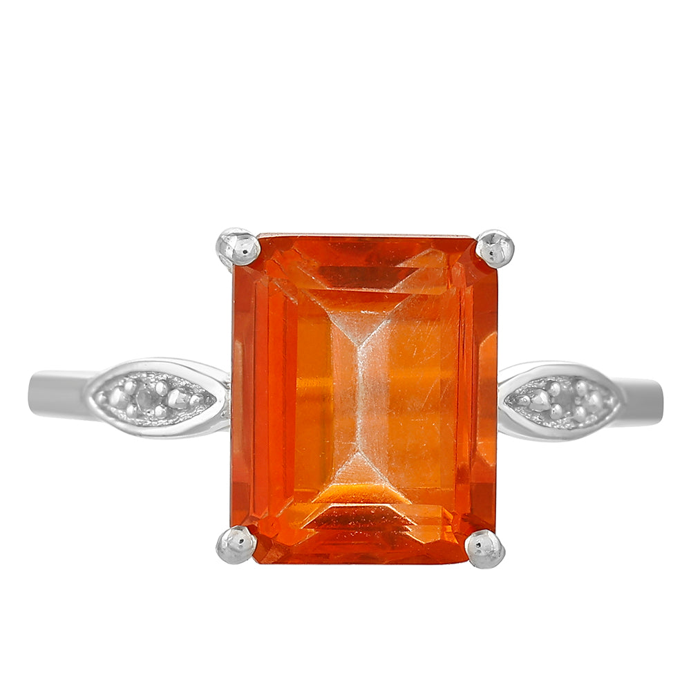 Anillo de Plata con Cuarzo Padparadscha y Topacio Blanco 1 
