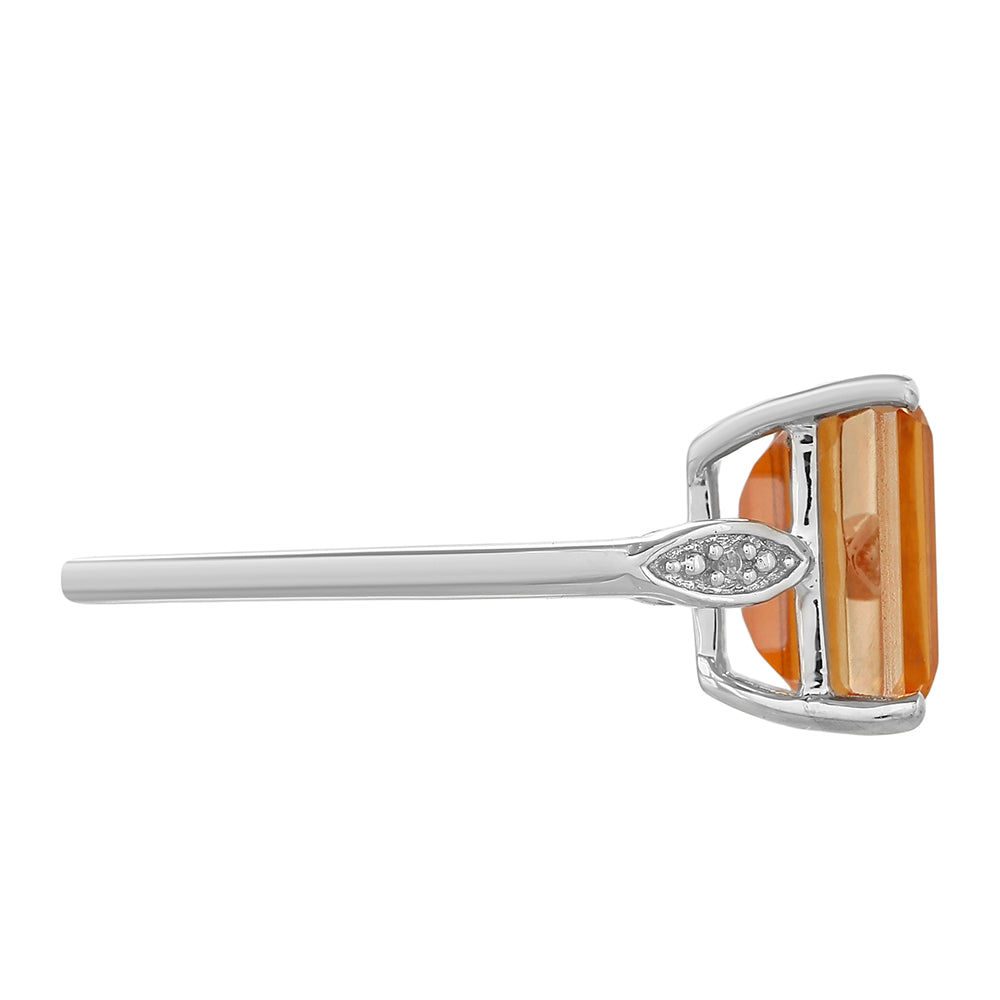 Anillo de Plata con Cuarzo Padparadscha y Topacio Blanco 2 