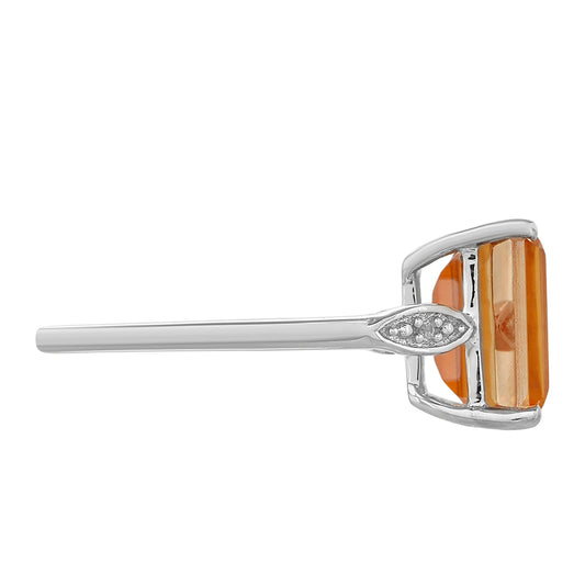 Anillo de Plata con Cuarzo Padparadscha y Topacio Blanco