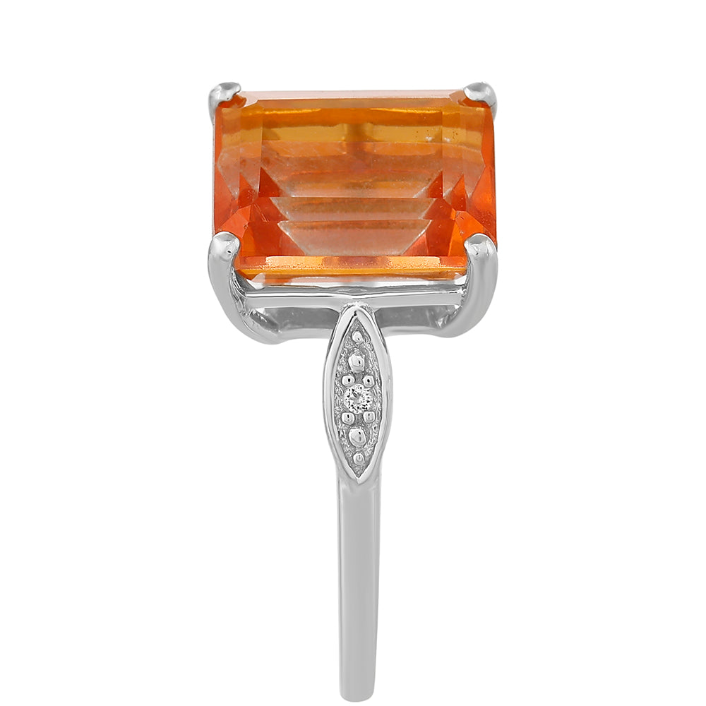 Anillo de Plata con Cuarzo Padparadscha y Topacio Blanco 3 