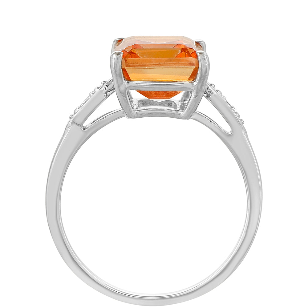 Anillo de Plata con Cuarzo Padparadscha y Topacio Blanco 4 