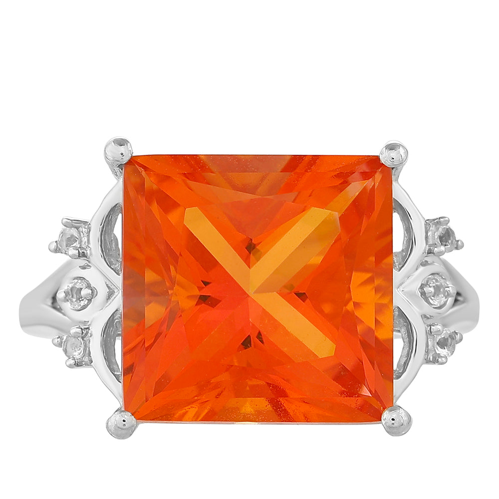 Anillo de Plata con Cuarzo Padparadscha y Topacio Blanco 1 