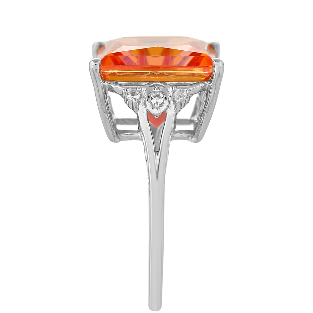 Anillo de Plata con Cuarzo Padparadscha y Topacio Blanco 3 