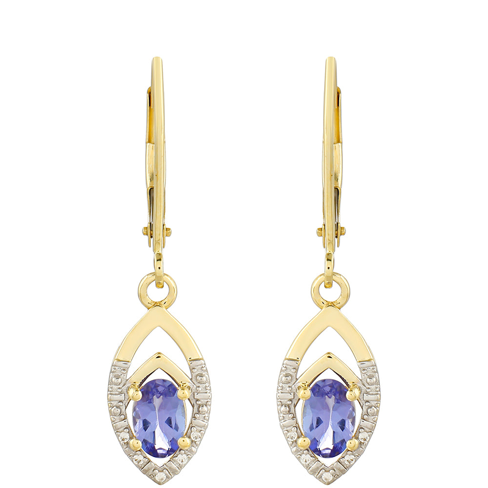 Pendientes de Oro 9K con Tanzanita AAA y Zircón natural 1 
