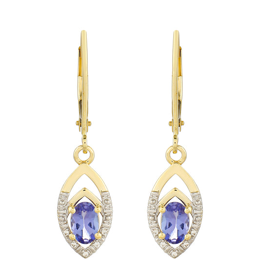 Pendientes de Oro 9K con Tanzanita AAA y Zircón natural