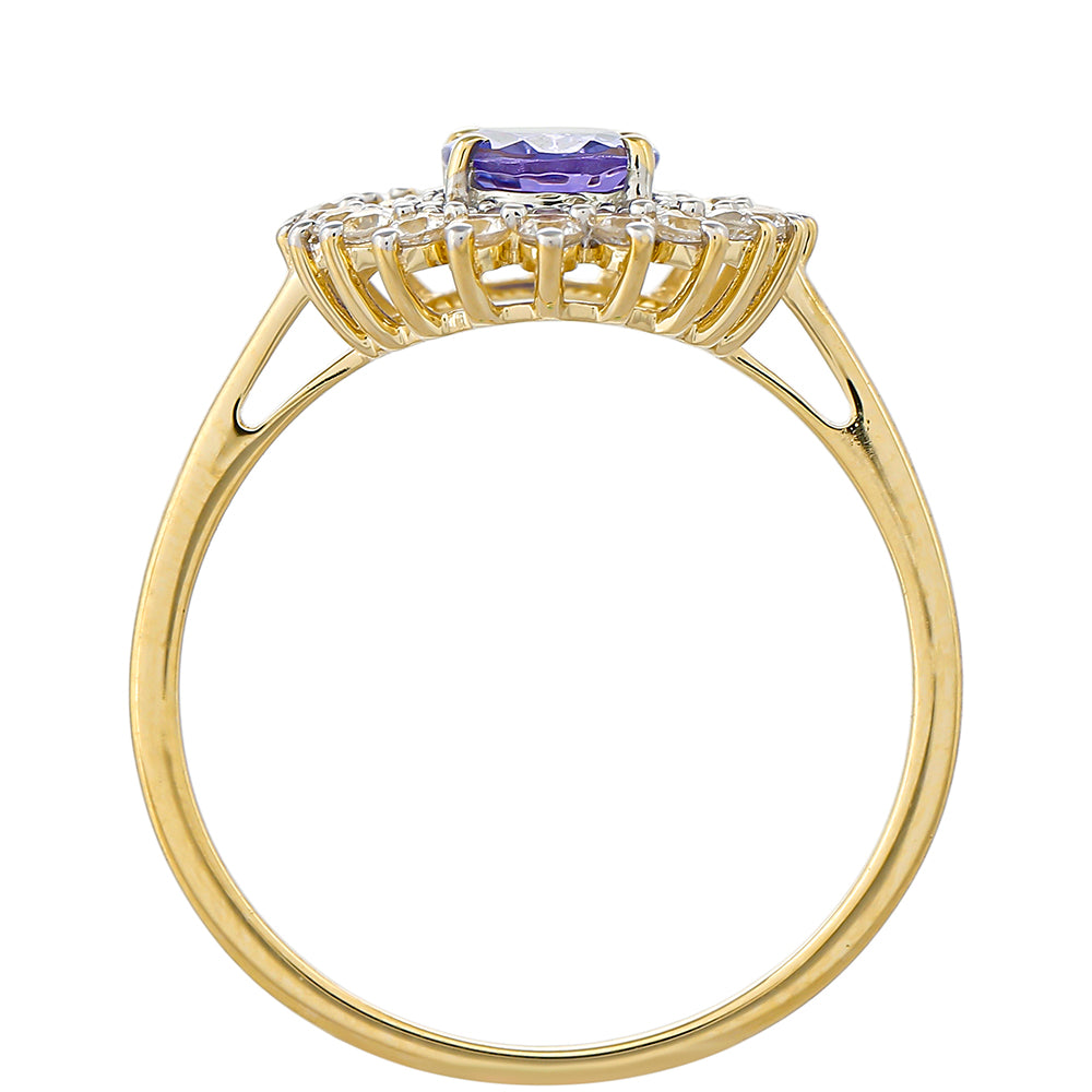 Anillo de Oro 9K con Tanzanita AAA y Zircón natural 4 