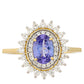 Anillo de Oro 9K con Tanzanita AAA y Zircón natural