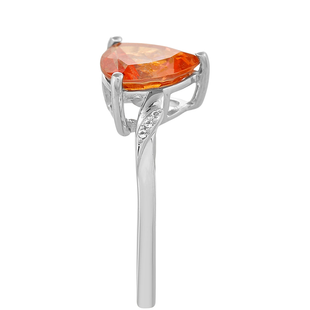 Anillo de Plata con Cuarzo Padparadscha y Topacio Blanco