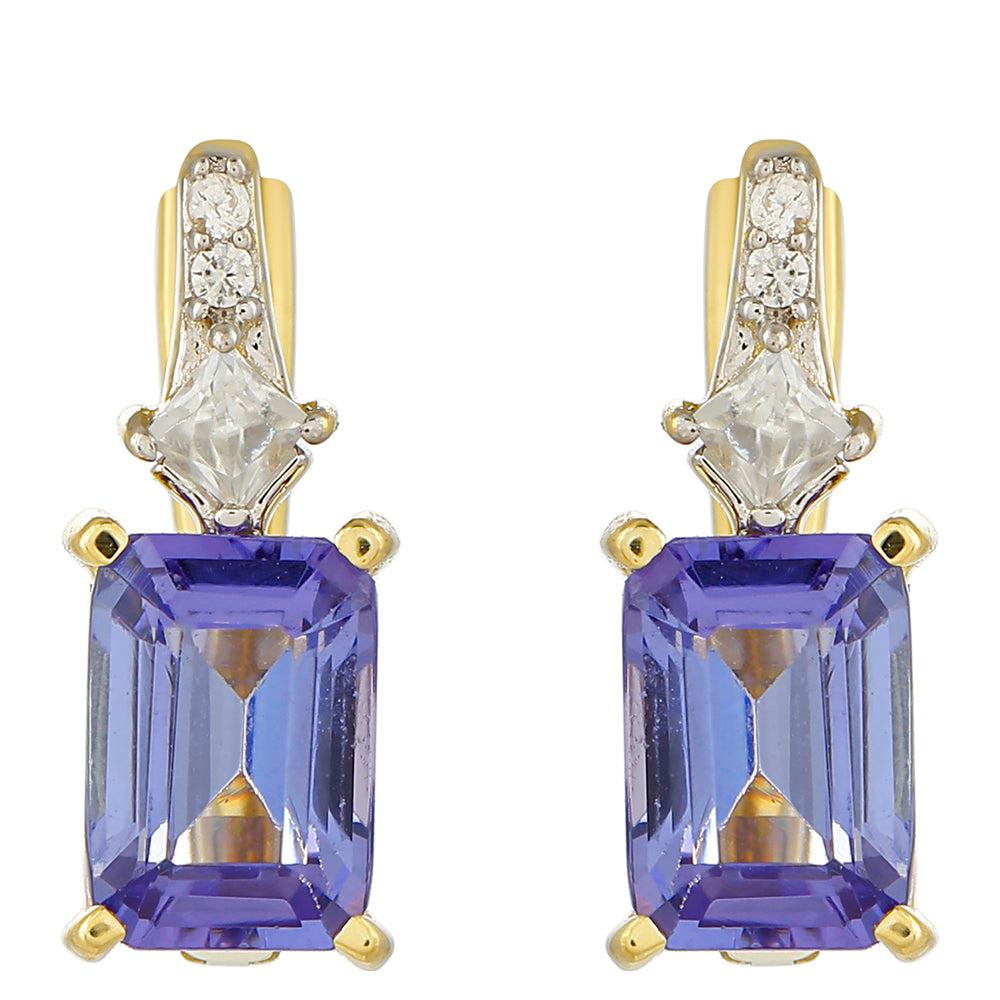 Pendientes de Oro 9K con Tanzanita AAA y Zircón natural 1 
