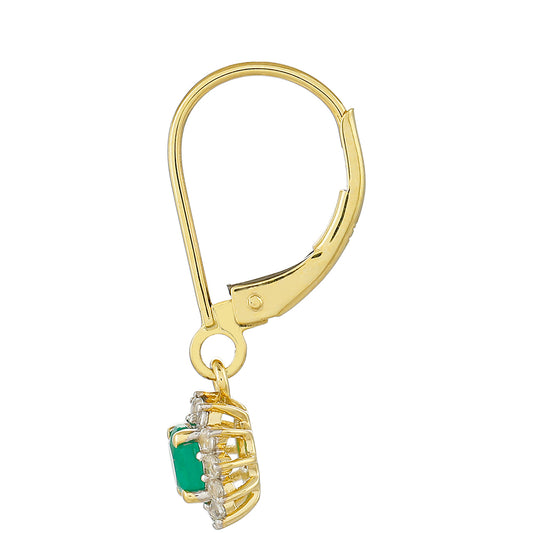 Pendientes de Oro 9K con Esmeralda de Brasil y Zircón natural