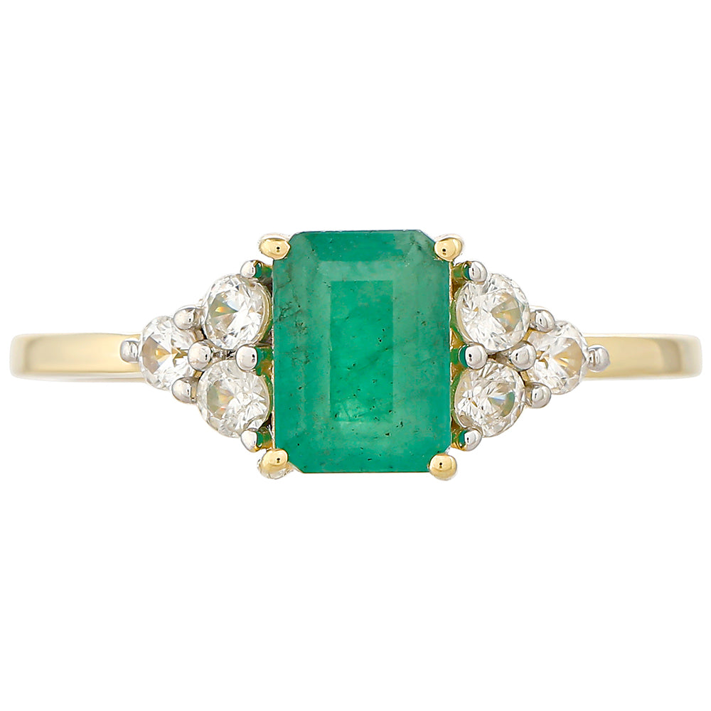 Anillo de Oro 9K con Esmeralda de Brasil y Zircón natural 1 
