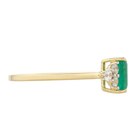 Anillo de Oro 9K con Esmeralda de Brasil y Zircón natural