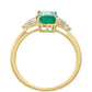 Anillo de Oro 9K con Esmeralda de Brasil y Zircón natural