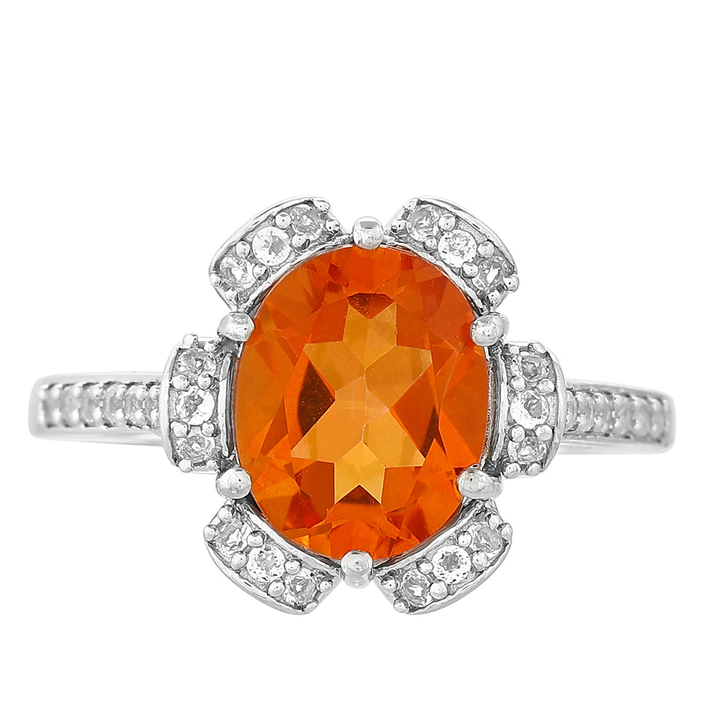 Anillo de Plata con Cuarzo Padparadscha y Topacio Blanco 1 