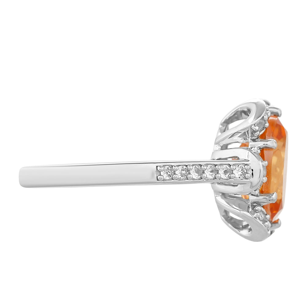 Anillo de Plata con Cuarzo Padparadscha y Topacio Blanco 2 