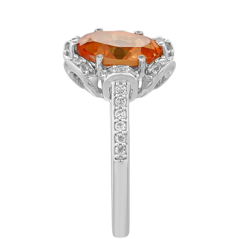Anillo de Plata con Cuarzo Padparadscha y Topacio Blanco 3 