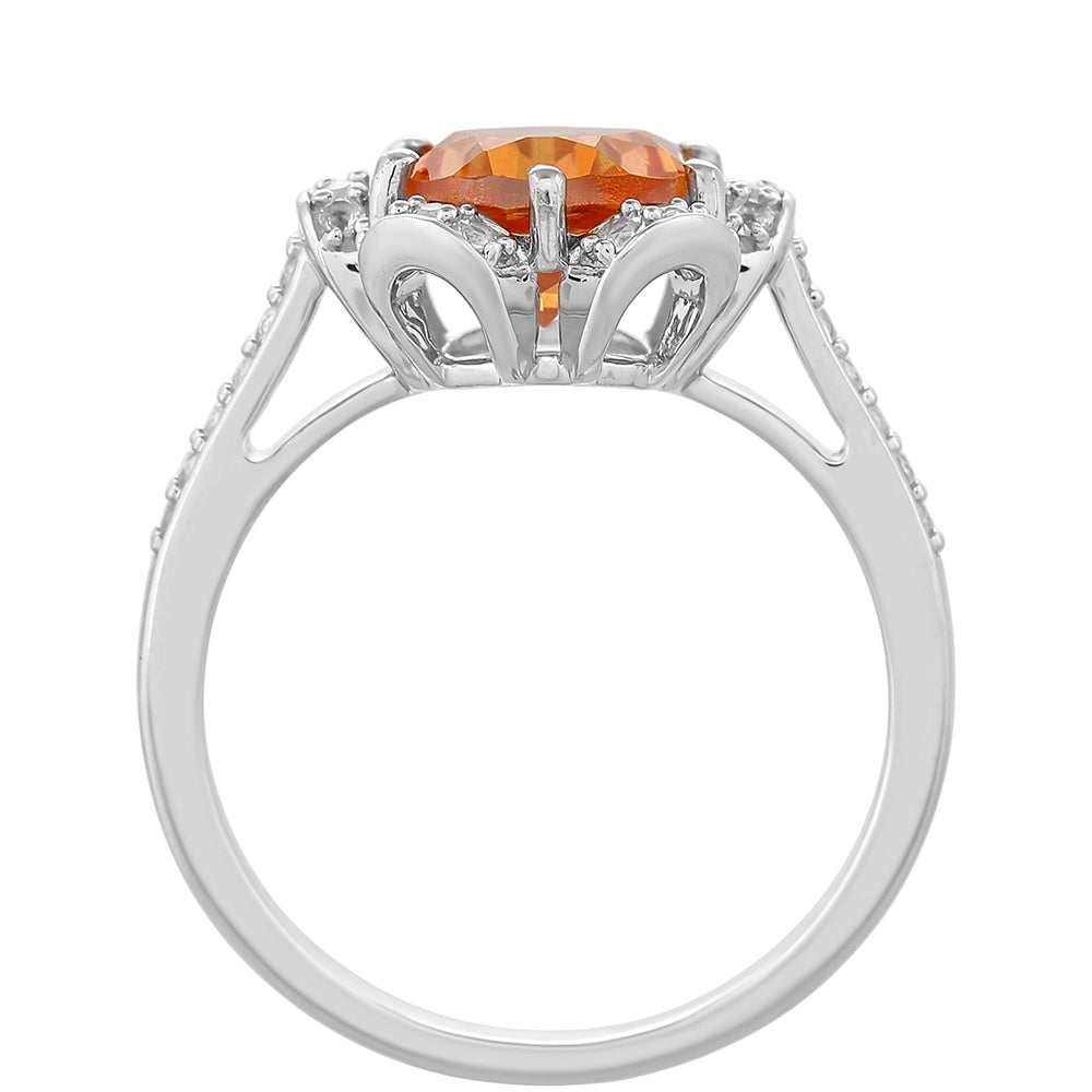 Anillo de Plata con Cuarzo Padparadscha y Topacio Blanco 4 
