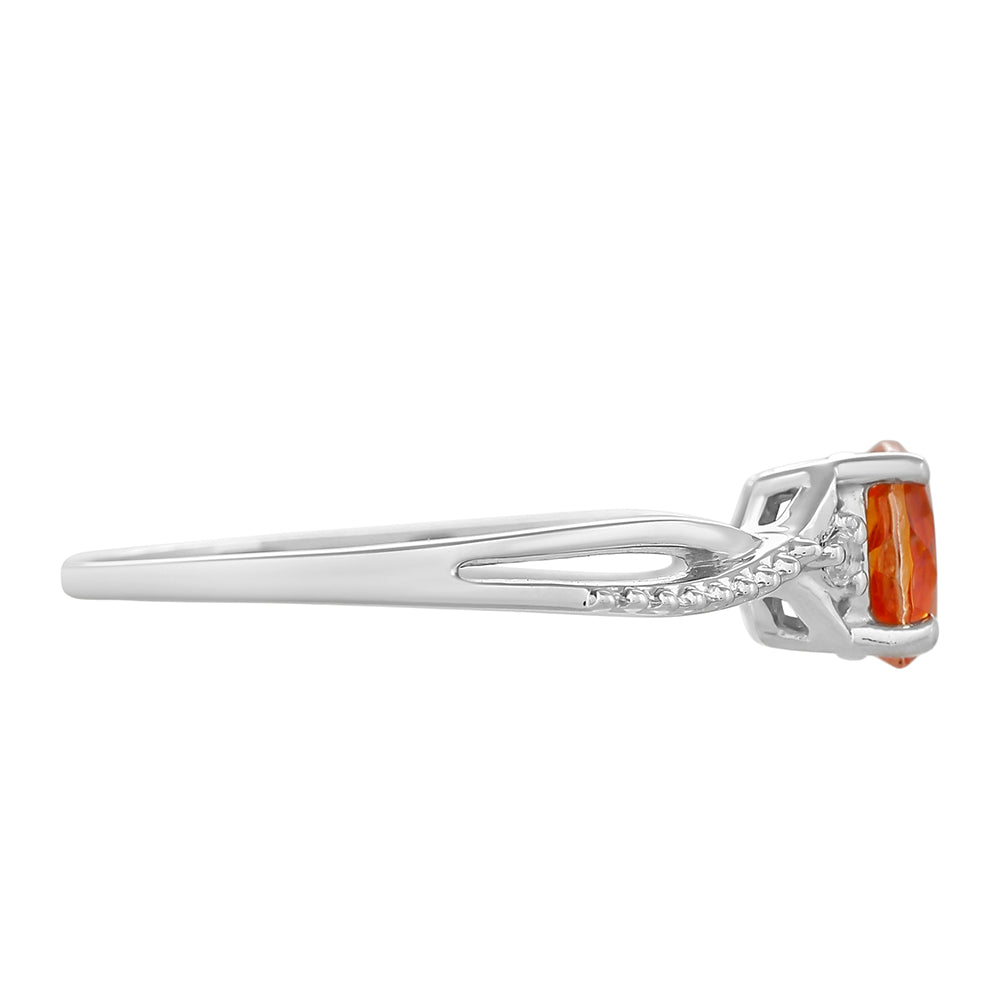 Anillo de Plata con Cuarzo Padparadscha y Topacio Blanco 2 